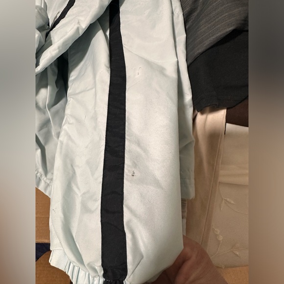 Vintage 90’s Nike Blue black stripe hood zip up windbreaker jacket coat Lined L - Picture 6 of 11